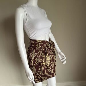 Isabel Marant Mini Skirt With Side Wrap Detail Brown White